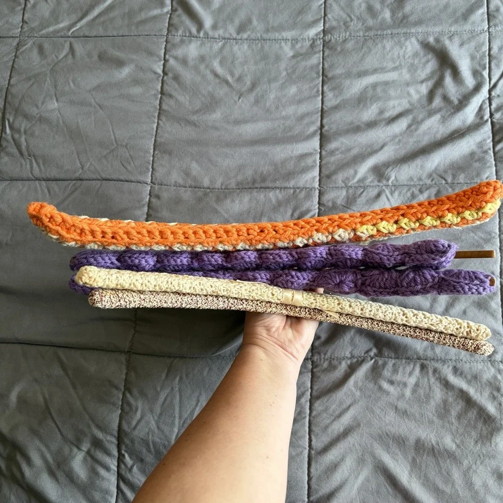 VTG Lot Of 5 Wooden Crochet Hangers 70s 60s Retro Cottagecore Country Grannycore